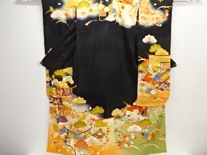 大正ロマン　錦紗几帳に松桐模様刺繍五つ紋花嫁衣装振袖・中着・長襦袢セット